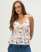 MADDEN GIRL Womens Printed Lace Babydoll Top image number 1