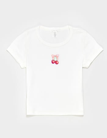 FULL TILT Embroidered Cherry Girls Baby Tee Primary Image