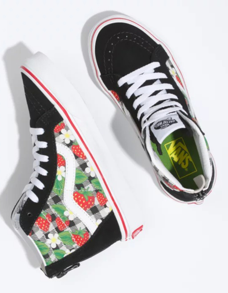VANS Strawberry Gingham SK8-Hi Zip Girls Shoes image number 2