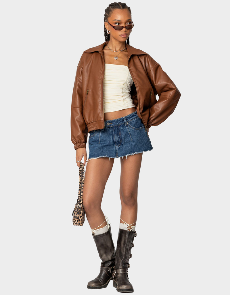 EDIKTED Halley Faux Leather Bomber Jacket image number 1
