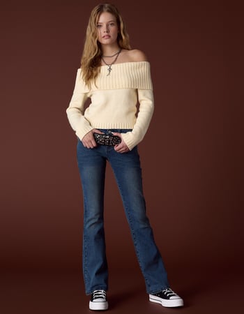 RSQ Womens Low Rise Butterfly Embroidered Bootcut Jeans Primary Image