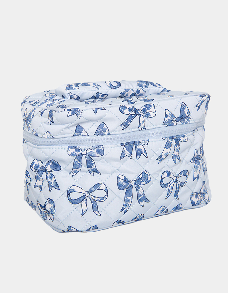 KATYDID Light Blue Toile Coquette Bows Make Up Bag image number 3