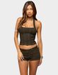 EDIKTED Alita Stretchy Denim Halter Top image number 1