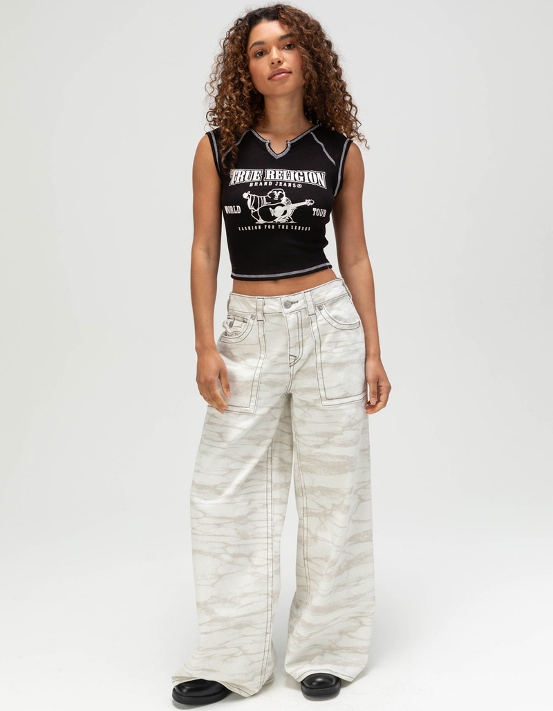 TRUE RELIGION Ribbed World Tour Notch Womens Baby Tee image number 1