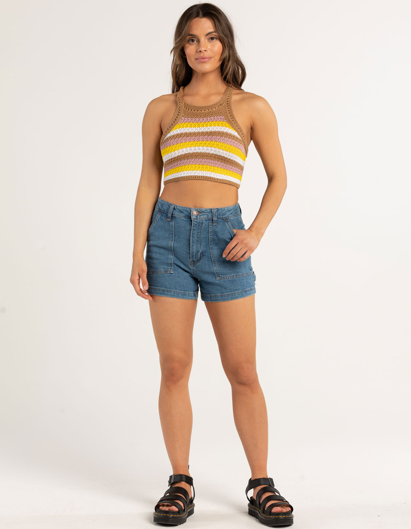 FULL CIRCLE TRENDS Stripe Lace Back Womens Crochet Cami image number 3