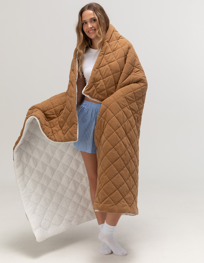 TILLYS HOME Corduroy Sherpa Throw Blanket image number 5