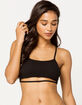 FULL TILT Ribbed Slit Front Black Bralette image number 1