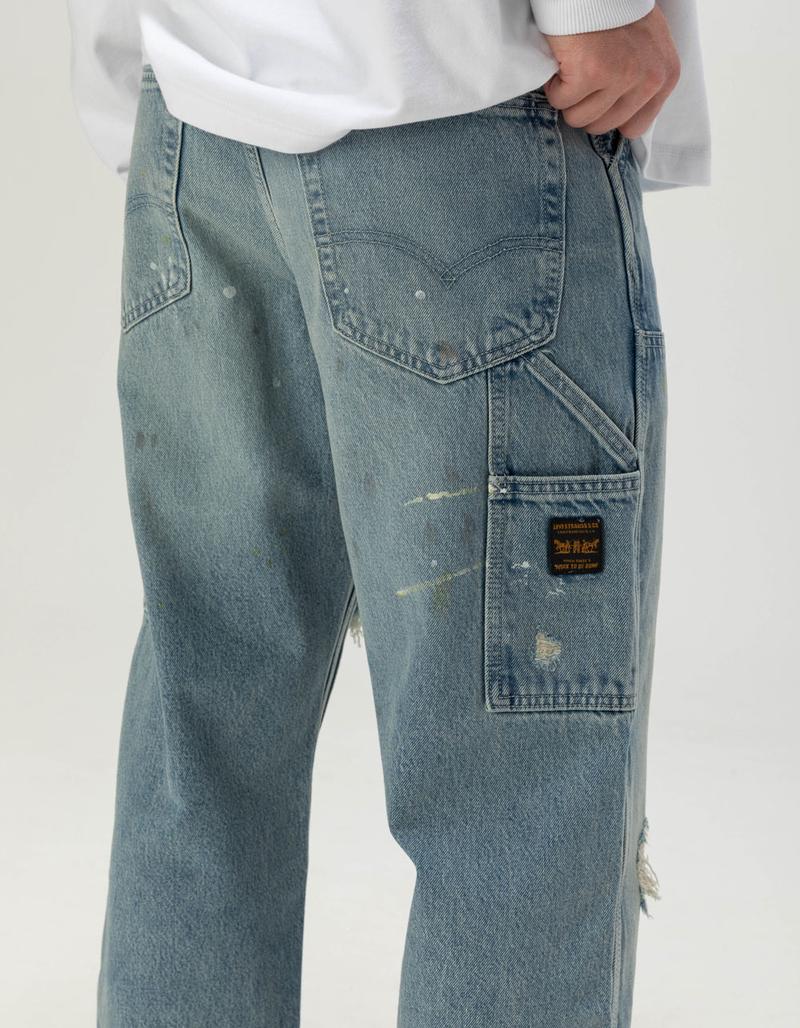 LEVI'S 568 Mens Loose Straight Double Knee Carpenter Jeans - Diving Ducks Distressed image number 3