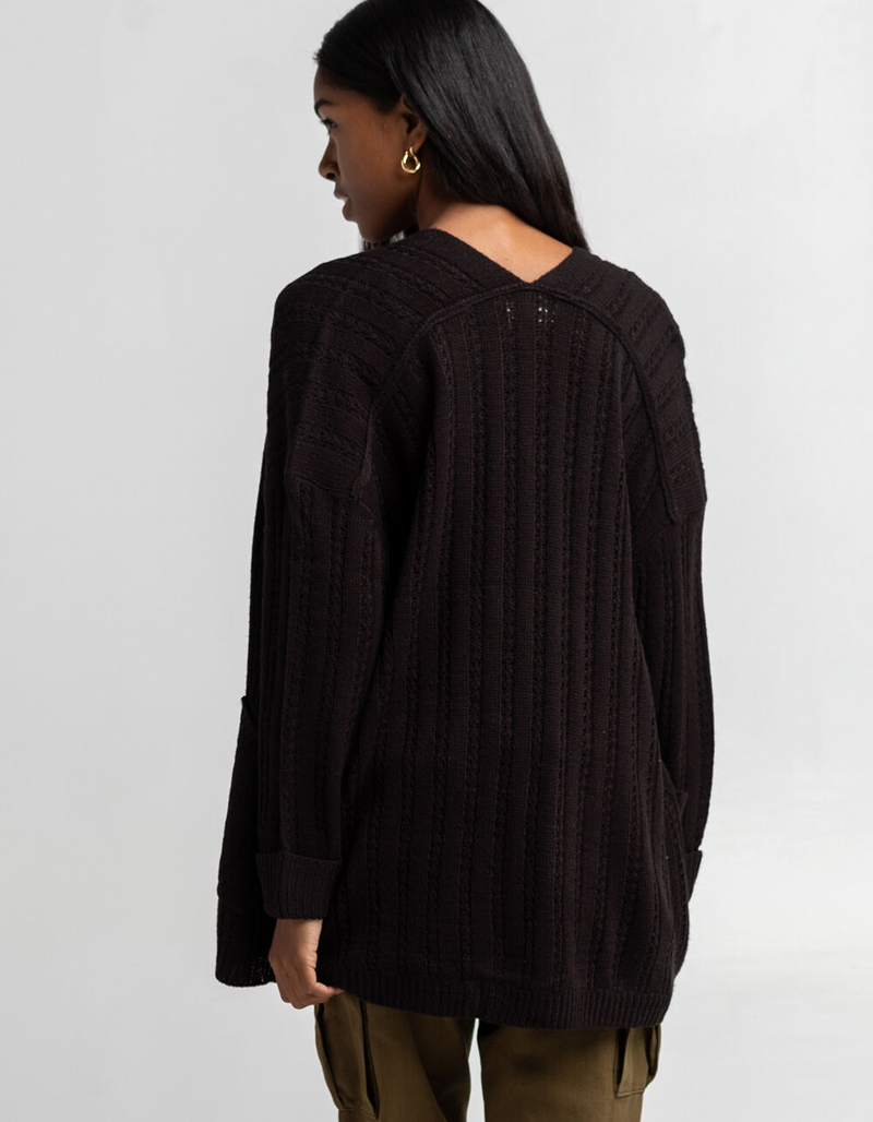 FULL CIRCLE TRENDS Womens Open Stich Long Cardigan image number 2