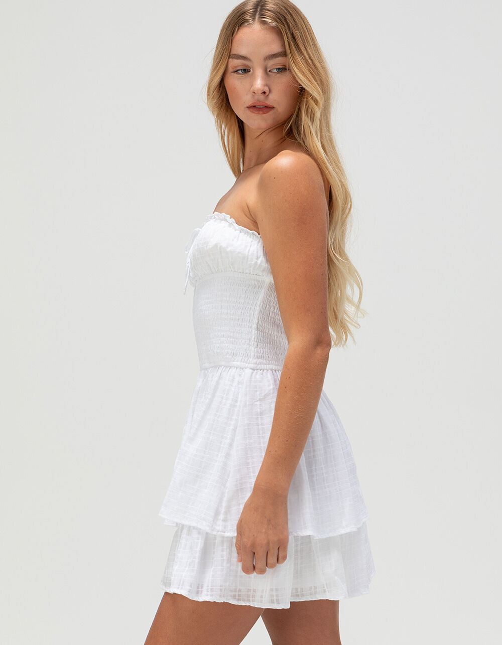RSQ Womens Smock Drop Waist Strapless Dress - WHITE | Tillys