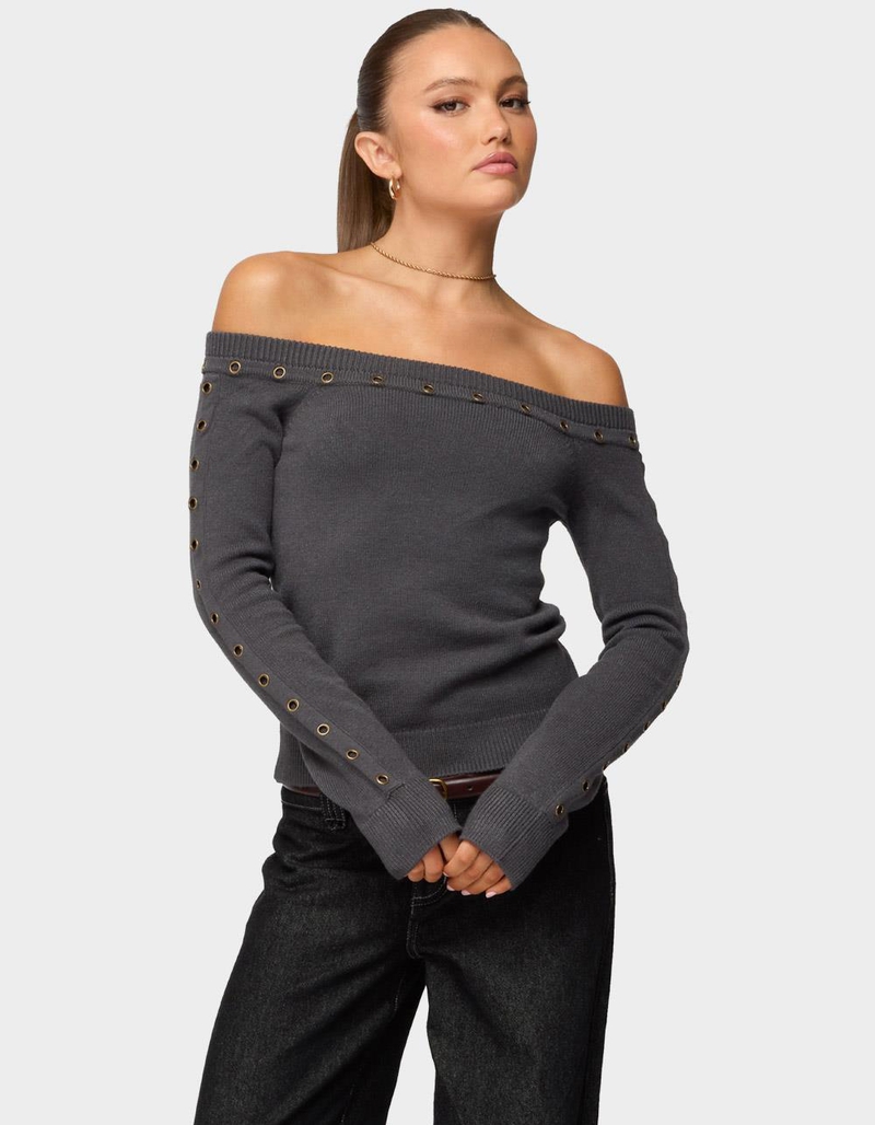EDIKTED Morgen Grommet Off Shoulder Knit Top image number 0