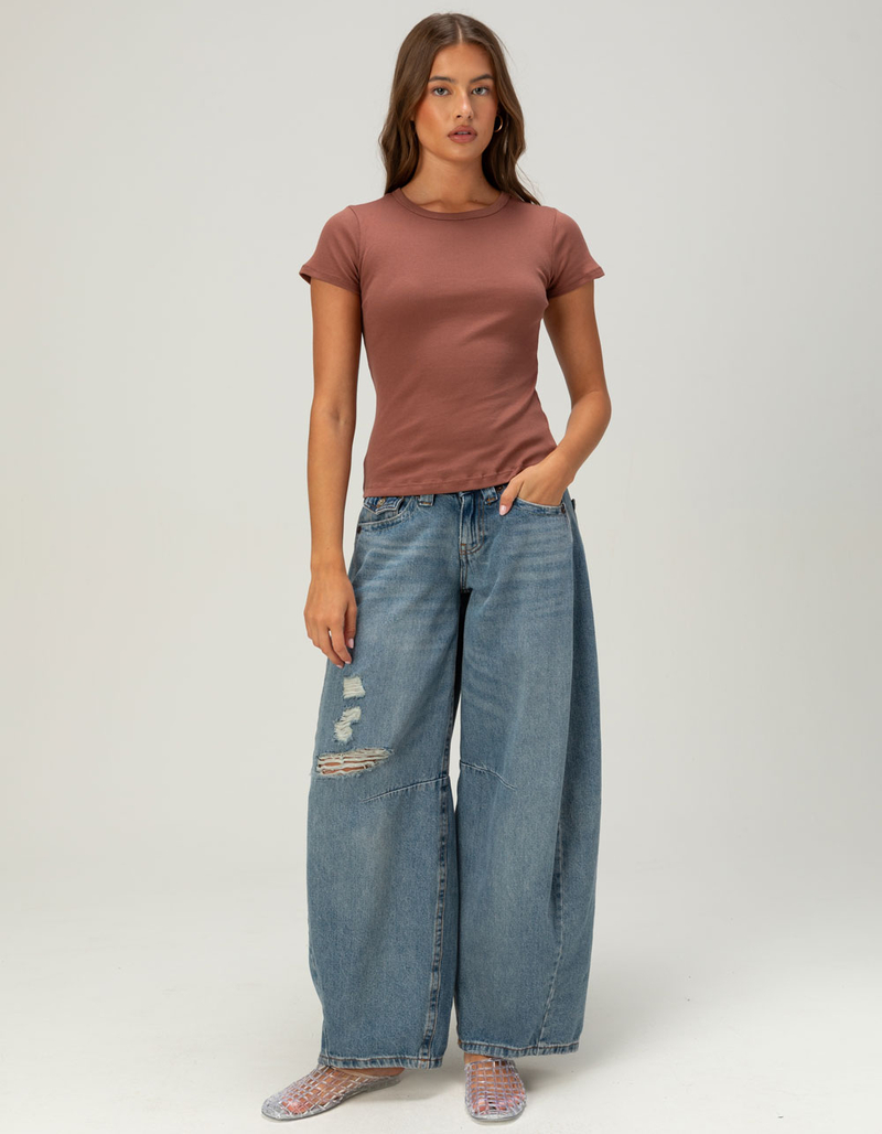 BOZZOLO Womens Rib Long Baby Tee image number 1