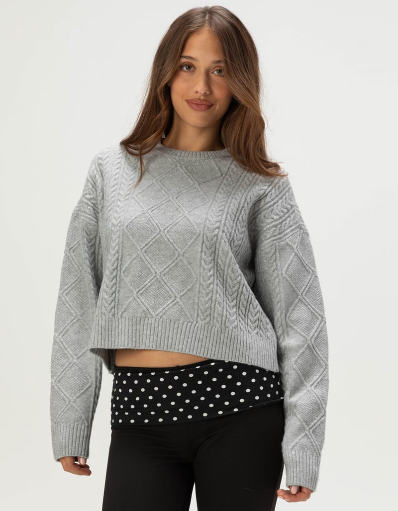 RSQ Womens Crop Cable Sweater image number 0