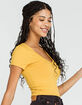 DESTINED Ribbed V-Neck Womens Chamois Crop Tee image number 2