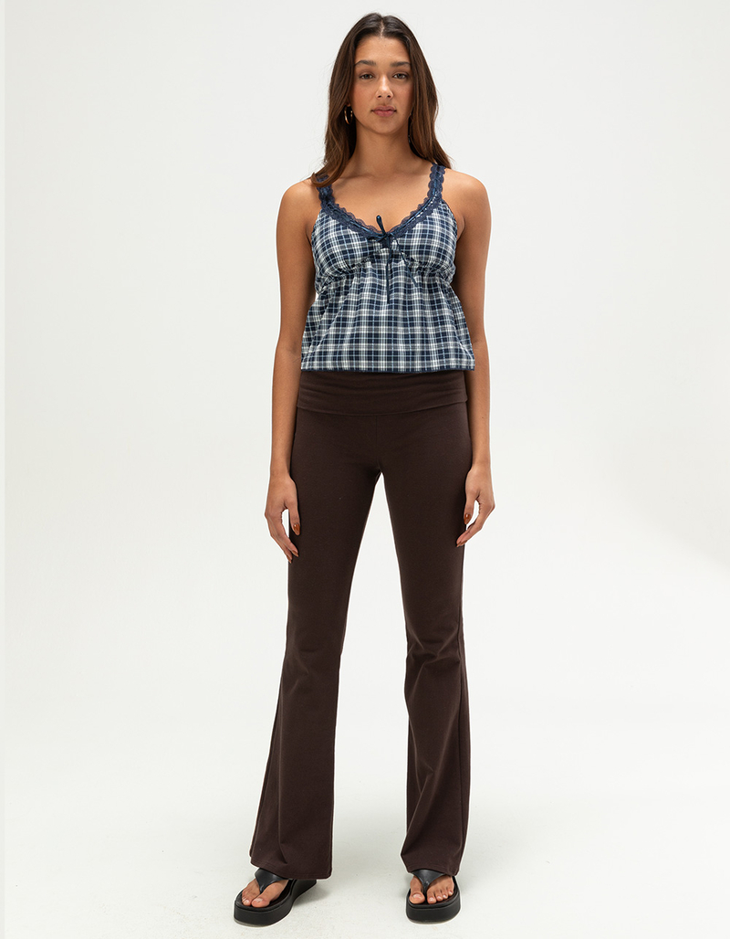 MADDEN GIRL Womens Plaid Babydoll Top image number 1