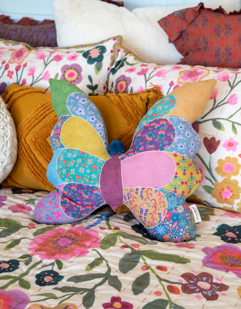 NATURAL LIFE Whimsy Patchwork Butterfly Pillow image number 2
