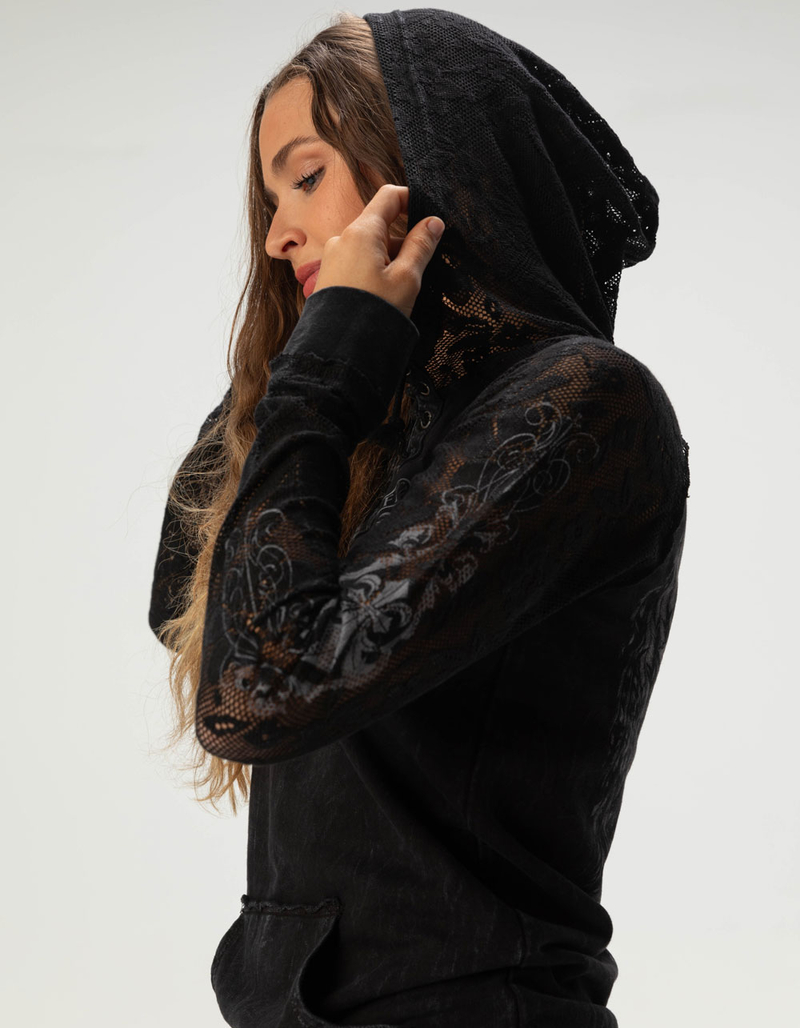 AFFLICTION Simulation Womens Lace Up Hoodie image number 3