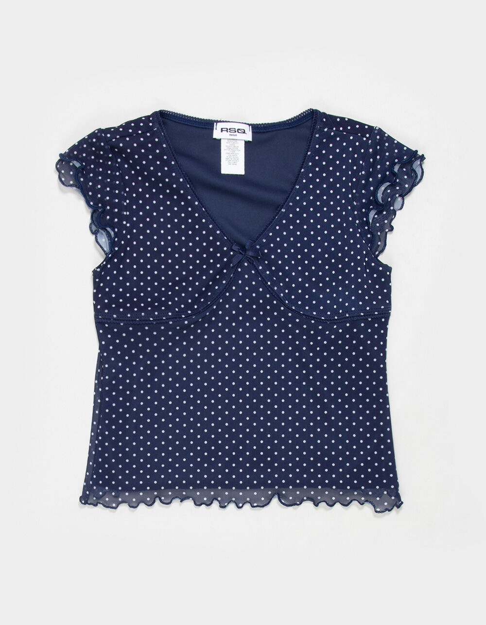 RSQ Girls Polka Dot Mesh Top - NAVY | Tillys