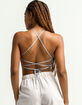 SKY AND SPARROW Open Lace Up Back Womens Light Blue Cami image number 2