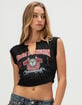 TRUE RELIGION Distressed Buddha Crystal Womens V-Notch Baby Tee image number 1