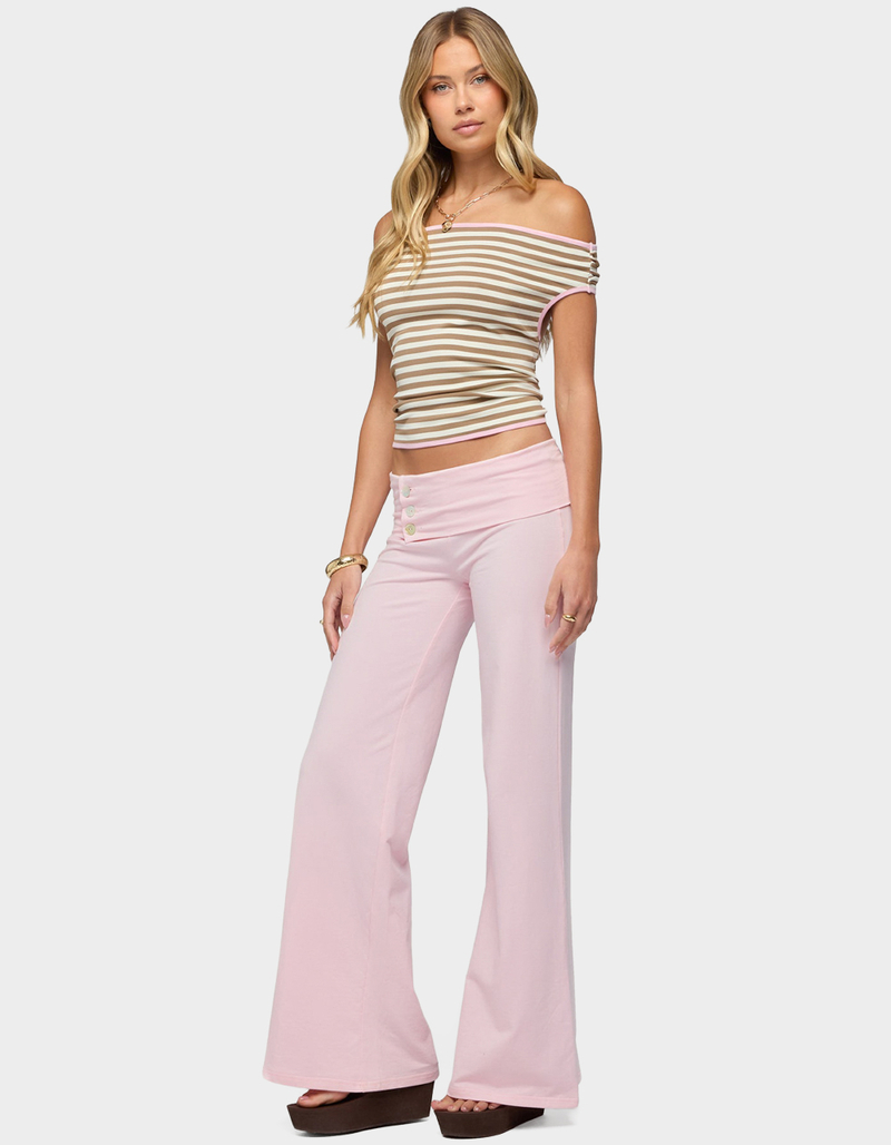 EDIKTED Zory Striped Backless Off Shoulder Top image number 3