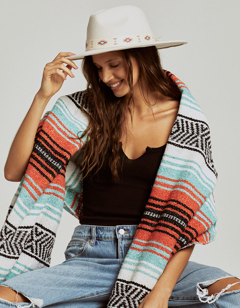 Geo Trim Faux Wool Panama Womens Hat image number 5