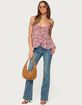 EDIKTED Chiffon Printed Tie Front Ruffle Top image number 5