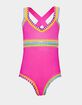 PQ SWIM Sadie Rainbow Embroidered Girls One Piece Swimsuit image number 1