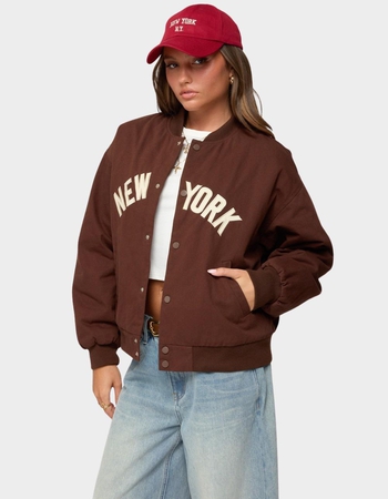 EDIKTED Big Apple Oversized Bomber Jacket Alternative Image
