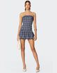 EDIKTED Plaid Strapless Bubble Mini Dress image number 1
