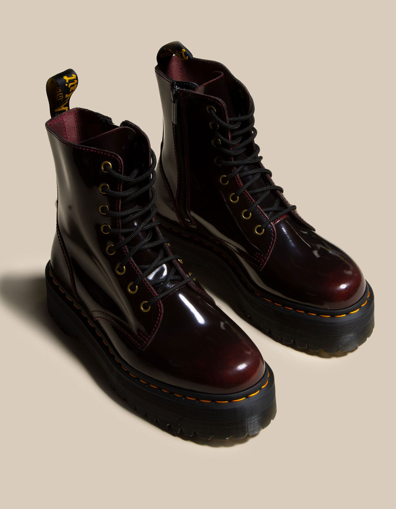 DR. MARTENS Jadon Arcadia Leather Womens Cherry Red Platform Boots image number 0