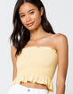 IVY & MAIN Smocked Peplum Womens Yellow Tube Top image number 1