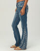 MISS ME Border Pocket Womens Mid Rise Bootcut Jeans image number 3