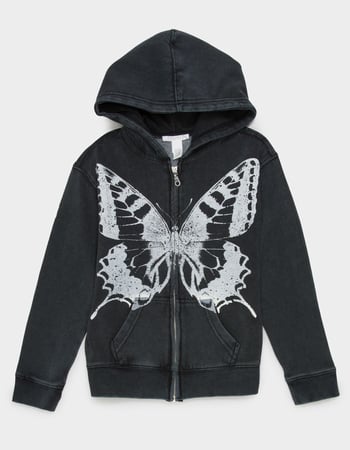 FULL TILT Washed Butterfly Girls Zip-Up Hoodie Alternative Image