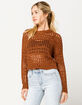 SKY AND SPARROW Open Weave Brown Womens Crop Sweater image number 2