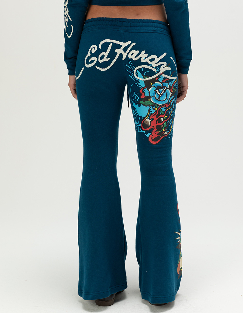 ED HARDY Flame Rose Womens Bootcut Sweatpants image number 1
