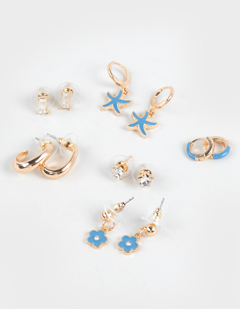 FULL TILT 6 Pack Star/Rhinestone Hoop Earrings image number 0