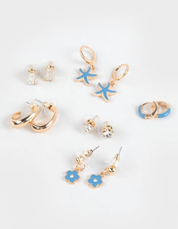 FULL TILT 6 Pack Star/Rhinestone Hoop Earrings Primary Image