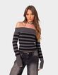 EDIKTED Melody Fold Over Striped Sweater image number 1