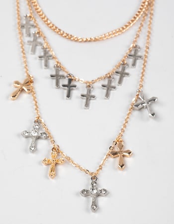 FULL TILT Layered Muti Cross Two Tone Necklace Alternative Image