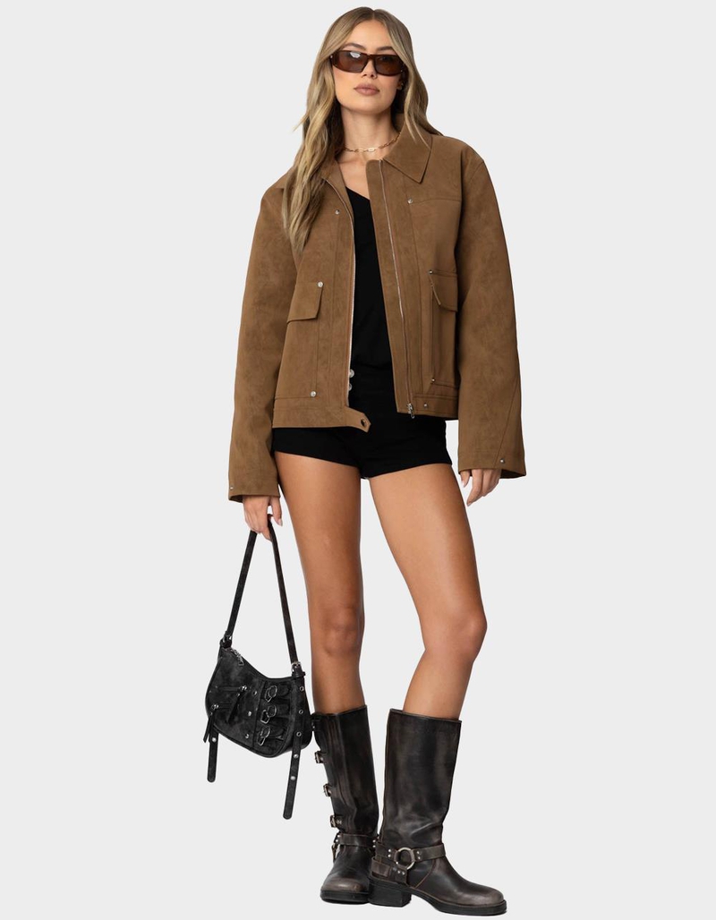 EDIKTED Annabelle Oversized Faux Suede Jacket image number 1