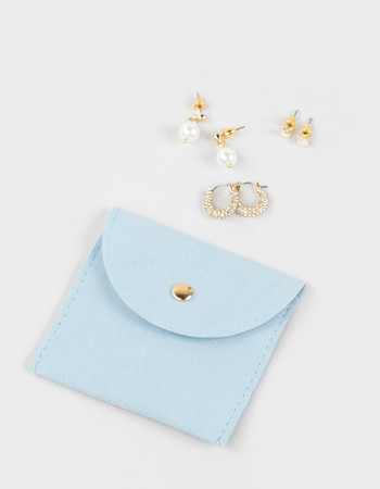 FULL TILT 3 Pack 14K Gold Dipped Heart Pearl Earrings Primary Image
