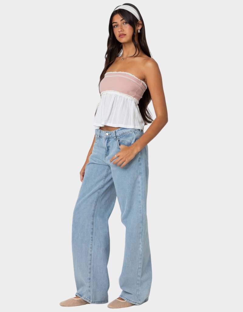 EDIKTED Rena Ribbed Peplum Tube Top image number 3