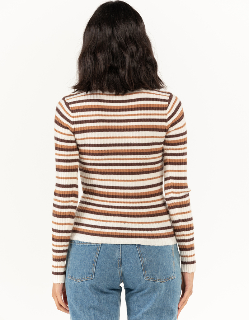 RSQ Womens Rib Stripe Mock Neck Pullover Sweater image number 3
