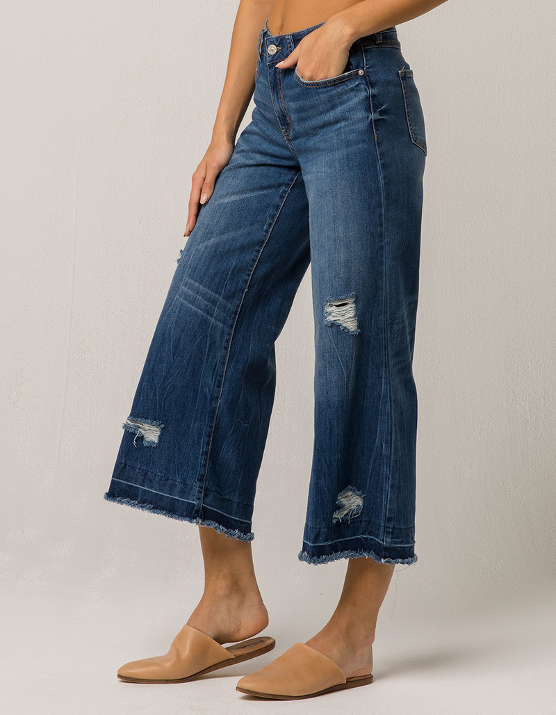 REWASH Crop Wide Leg Womens Ripped Jeans image number 1