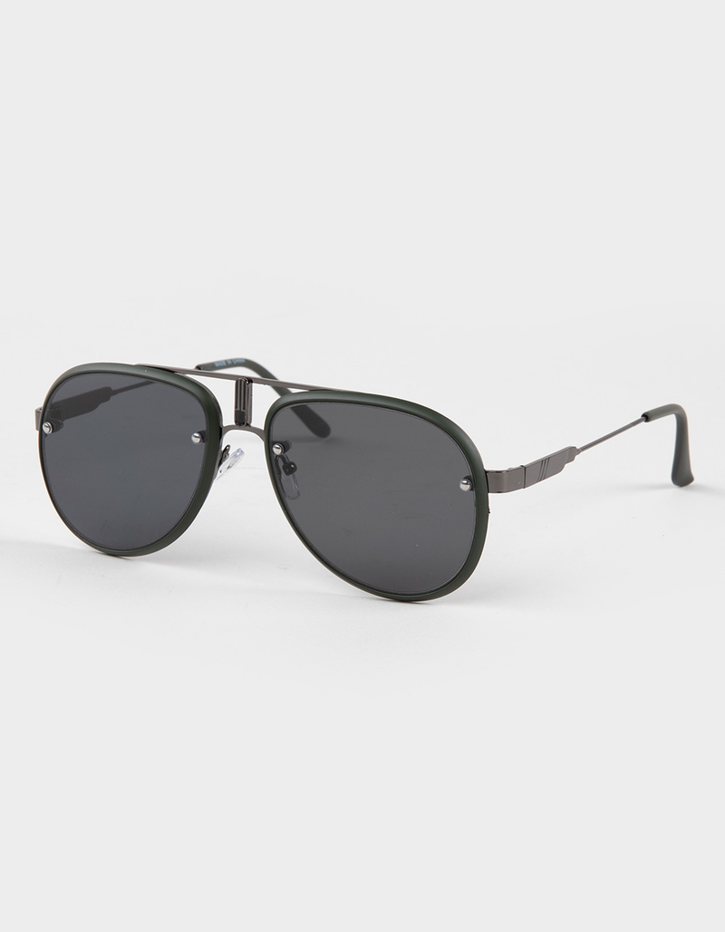 RSQ Metal Matte Olive Aviator Sunglasses image number 0
