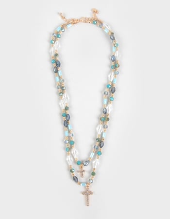 FULL TILT Layered Beaded Cross Necklace Primary Image