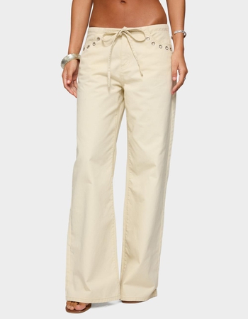 EDIKTED Grommet Tie Waist Low Rise Jeans Primary Image