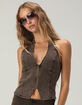 WEST OF MELROSE Womens Zip-Up Halter Top image number 1