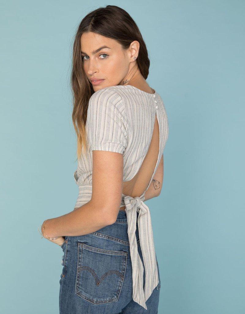 WEST OF MELROSE Just My Stripe Tie Back Wrap Womens Top image number 2